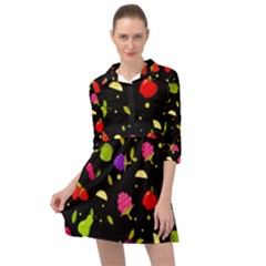 Vector Seamless Summer Fruits Pattern Colorful Cartoon Background Mini Skater Shirt Dress by Vaneshart