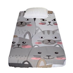 Hand Draw Cats Seamless Pattern Fitted Sheet (single Size) by Vaneshart
