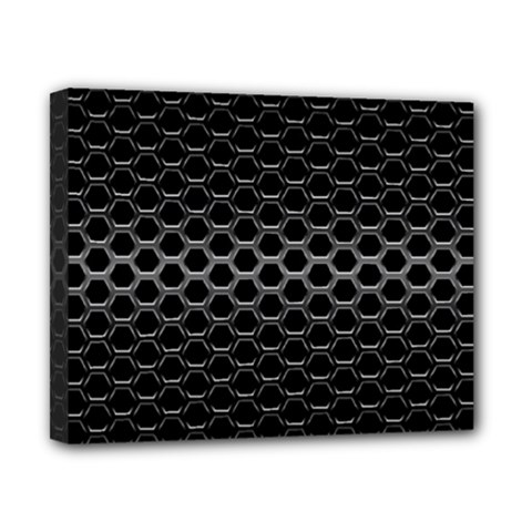Black Metallic Hexagon Mesh Pattern Background Canvas 10  X 8  (stretched) by Vaneshart