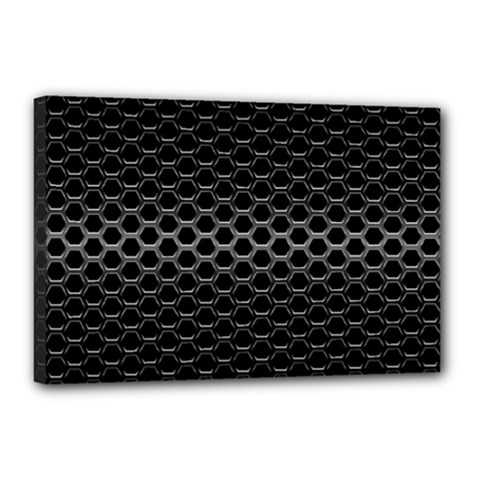 Black Metallic Hexagon Mesh Pattern Background Canvas 18  X 12  (stretched) by Vaneshart