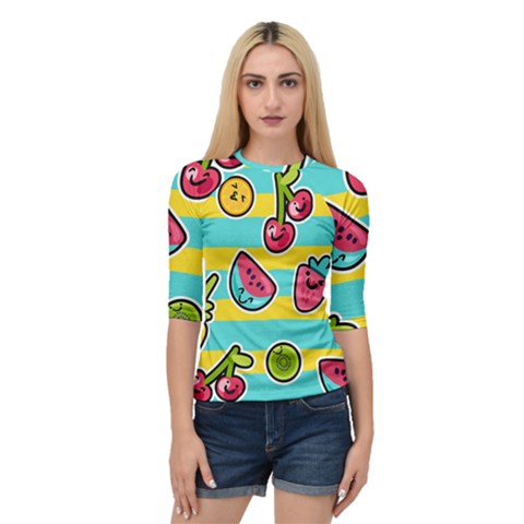 Summer Fruits Patterns Quarter Sleeve Raglan Tee by Vaneshart