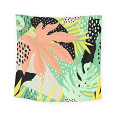 Abstract Seamless Pattern With Tropical Leaves Hand Draw Texture Vector Square Tapestry (small) by Vaneshart
