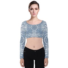Boho Pattern Style Graphic Vector Velvet Long Sleeve Crop Top by Sobalvarro