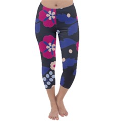 Vector Seamless Flower And Leaves Pattern Capri Winter Leggings  by Sobalvarro