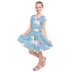 Unicorn Seamless Pattern Background Vector (2) Kids  Short Sleeve Dress by Sobalvarro