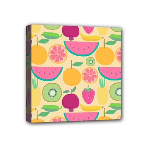 Seamless Pattern With Fruit Vector Illustrations Gift Wrap Design Mini Canvas 4  X 4  (stretched) by Vaneshart