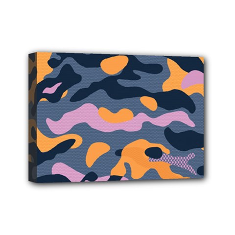 Camouflage Background Textile Uniform Seamless Pattern Mini Canvas 7  X 5  (stretched) by Vaneshart