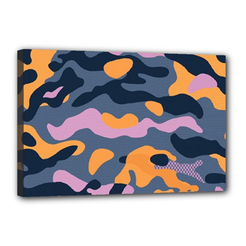 Camouflage Background Textile Uniform Seamless Pattern Canvas 18  X 12  (stretched) by Vaneshart