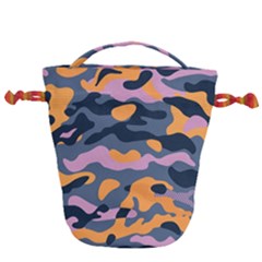 Camouflage Background Textile Uniform Seamless Pattern Drawstring Bucket Bag by Vaneshart