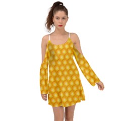 Abstract Honeycomb Background With Realistic Transparent Honey Drop Kimono Sleeves Boho Dress by Vaneshart
