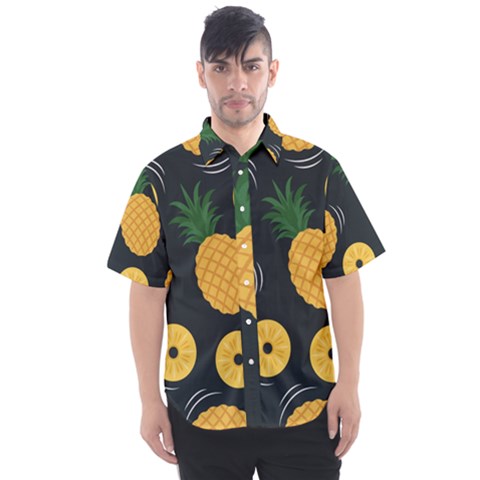 Seamless Pattern Pineapple Pattern Men s Short Sleeve Shirt by Vaneshart