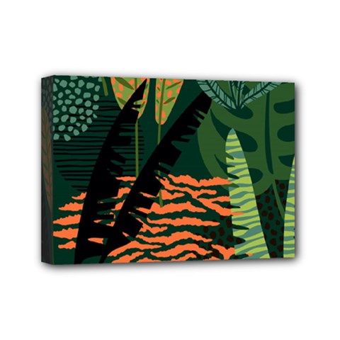 Abstract Seamless Pattern With Tropical Leaves Mini Canvas 7  X 5  (stretched) by Vaneshart
