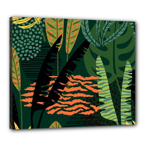 Abstract Seamless Pattern With Tropical Leaves Canvas 24  X 20  (stretched) by Vaneshart