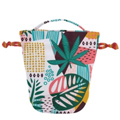 Abstract Seamless Pattern With Tropical Leaves Drawstring Bucket Bag by Vaneshart
