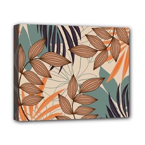 Trend Abstract Seamless Pattern With Colorful Tropical Leaves Plants Beige Canvas 10  X 8  (stretched) by Vaneshart