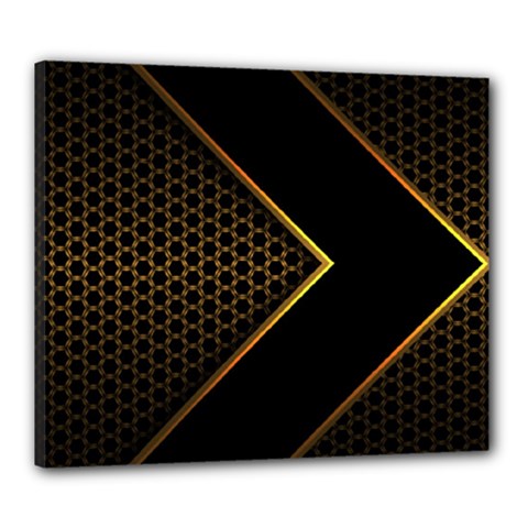 Black Arrow Gold Line Hexagon Mesh Pattern Canvas 24  X 20  (stretched) by Vaneshart