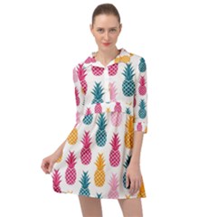 Tropic Fruit Pineapple Seamless Pattern Design Vector Illustration Mini Skater Shirt Dress by Vaneshart