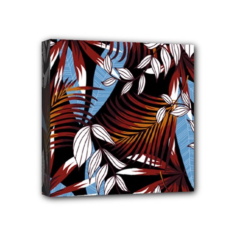 Trending Abstract Seamless Pattern With Colorful Tropical Leaves Plants Black Mini Canvas 4  X 4  (stretched) by Vaneshart