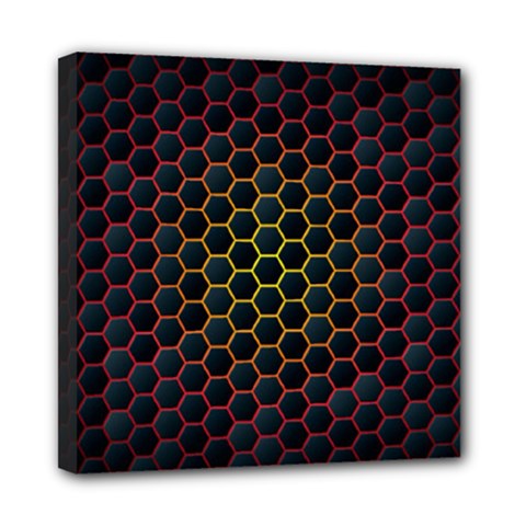 Dark Hexagon With Light Fire Background Mini Canvas 8  X 8  (stretched) by Vaneshart