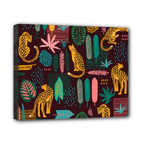 Vector Seamless Pattern With Leopards Canvas 10  X 8  (stretched) by Vaneshart