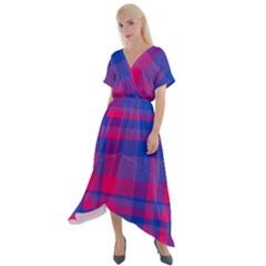 Bisexualplaid Cross Front Sharkbite Hem Maxi Dress by NanaLeonti