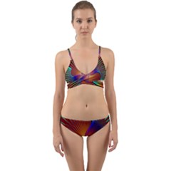 Lines Rays Background Light Rainbow Wrap Around Bikini Set by Bajindul