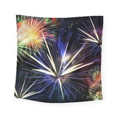 Fireworks Rocket Night Lights Square Tapestry (small) by HermanTelo