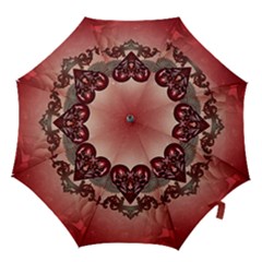 Awesome Heart With Skulls And Wings Hook Handle Umbrellas (small) by FantasyWorld7