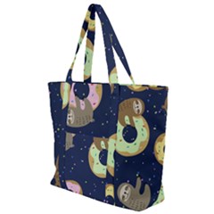 Cute Sloth With Sweet Doughnuts Zip Up Canvas Bag by Sobalvarro
