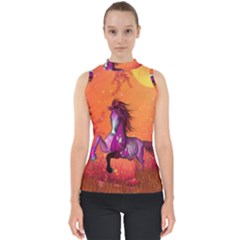 Wonderful Fantasy Horse In A Autumn Landscape Mock Neck Shell Top by FantasyWorld7