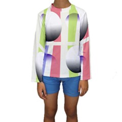 Retro Sphreres And Lines Kids  Long Sleeve Swimwear by snowwhitegirl