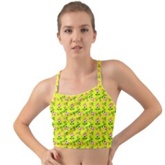Carnation Pattern Yellow Mini Tank Bikini Top by snowwhitegirl