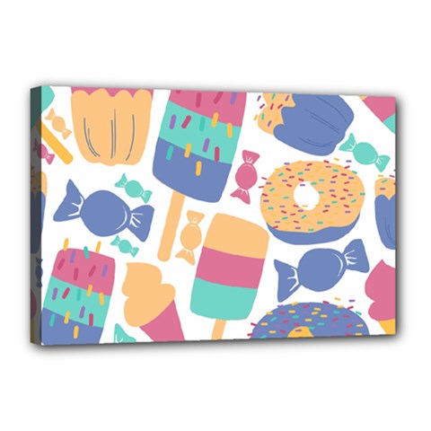Icecream Pattern Pastel Sumer Canvas 18  X 12  (stretched) by Vaneshart