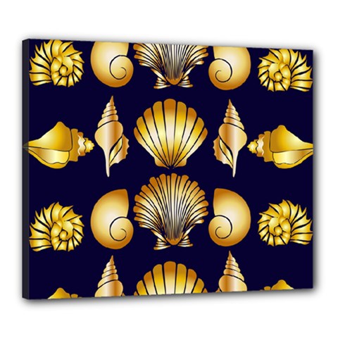 Snails See Shells Golden Canvas 24  X 20  (stretched) by Vaneshart