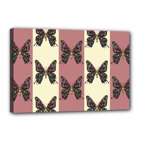 Butterflies Pink Old Old Texture Canvas 18  X 12  (stretched) by Vaneshart
