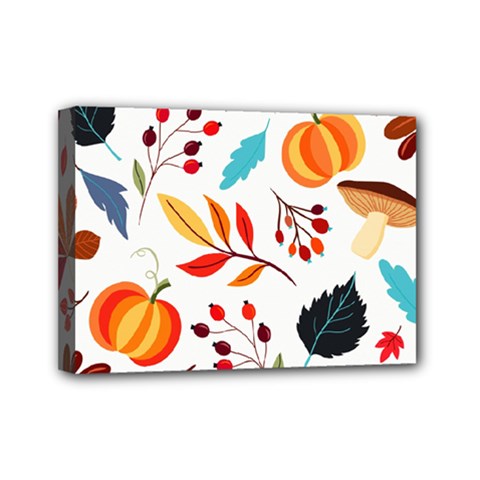 Pattern Pumpkins Autumn Mini Canvas 7  X 5  (stretched) by Vaneshart