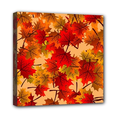 Wallpaper Background Autumn Fall Mini Canvas 8  X 8  (stretched) by Vaneshart