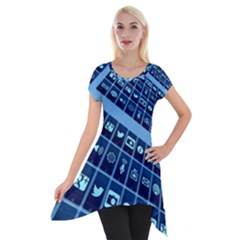 Apps Social Media Networks Internet Short Sleeve Side Drop Tunic by Vaneshart