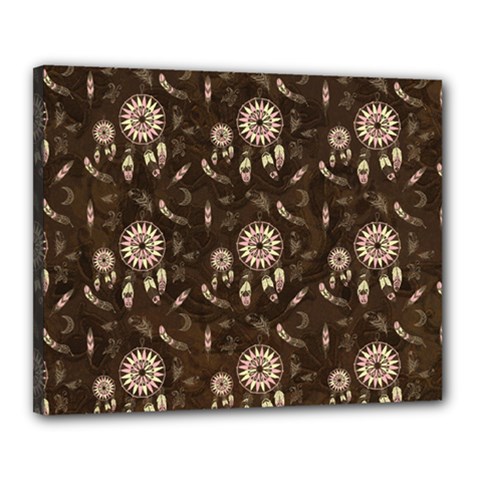 Wonderful Pattern With Dreamcatcher Canvas 20  X 16  (stretched) by FantasyWorld7