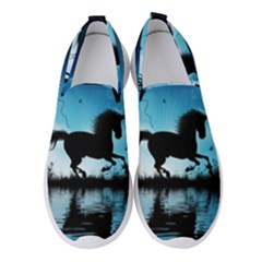 Wonderful Unicorn Silhouette In The Night Women s Slip On Sneakers by FantasyWorld7