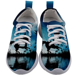 Wonderful Unicorn Silhouette In The Night Kids Athletic Shoes by FantasyWorld7