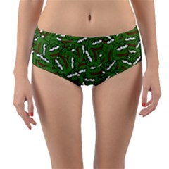 Pepe The Frog Face Pattern Green Kekistan Meme Reversible Mid-waist Bikini Bottoms by snek