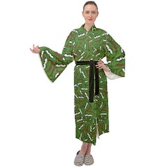 Pepe The Frog Face Pattern Green Kekistan Meme Maxi Velour Kimono by snek