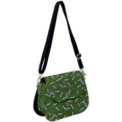 Pepe The Frog Face Pattern Green Kekistan Meme Saddle Handbag by snek