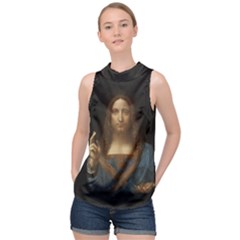 Salvator Mundi Leonardo Davindi 1500 Jesus Christ Savior Of The World Original Paint Most Expensive In The World High Neck Satin Top by snek