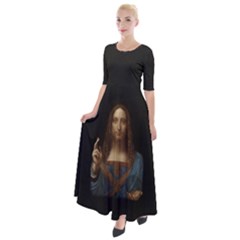 Salvator Mundi Leonardo Davindi 1500 Jesus Christ Savior Of The World Original Paint Most Expensive In The World Half Sleeves Maxi Dress by snek