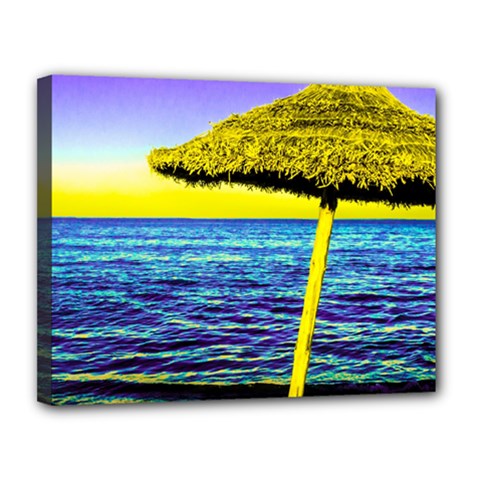 Pop Art Beach Umbrella  Canvas 14  X 11  (stretched) by essentialimage