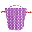 Pink  White  Abstract Pattern Drawstring Bucket Bag View2