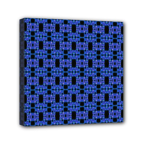 Blue Black Abstract Pattern Mini Canvas 6  X 6  (stretched) by BrightVibesDesign