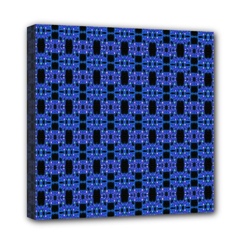 Blue Black Abstract Pattern Mini Canvas 8  X 8  (stretched) by BrightVibesDesign
